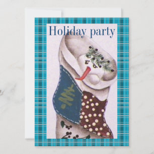 country Folk Snowman Holiday Party Kaart