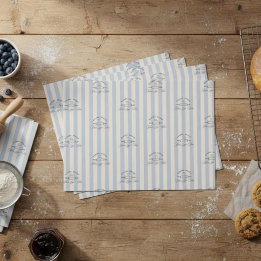Country Franse Blauwe Gestreepte Bakkerij Logo Zak Tissuepapier