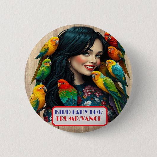 Country Gals Bird Lady for Trump/Vance Button (Voorkant)