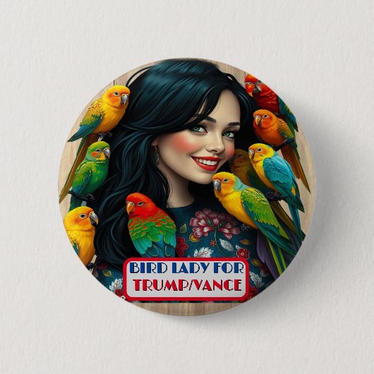 Country Gals Bird Lady voor Trump / Vance Button (Voorkant)