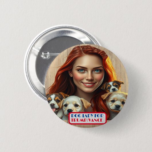 Country Gals Dog Lady voor Trump / Vance Button (Voorkant /achterkant)