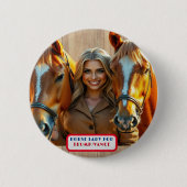 Country Gals Horse Lady voor Trump / Vance Button (Voorkant)