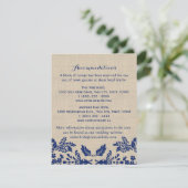 Country Garden Blue en Burlap Info Kaart (Staand voorkant)