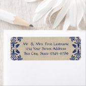 Country Garden Damask Blue en Burlap Etiket (Insitu)