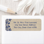 Country Garden Damask Blue en Burlap Etiket (Insitu)