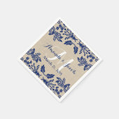 Country Garden Damask Blue en Burlap Servet (Hoek)