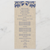 Country Garden en Burlap Huwelijksprogramma Programmakaart (Achterkant)