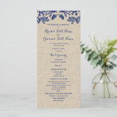 Country Garden en Burlap Huwelijksprogramma Programmakaart (Staand voorkant)