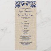 Country Garden en Burlap Huwelijksprogramma Programmakaart (Voorkant)