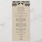 Country Garden en Burlap Huwelijksprogramma Programmakaart (Achterkant)