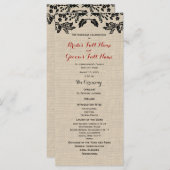 Country Garden en Burlap Huwelijksprogramma Programmakaart (Voorkant / Achterkant)