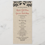 Country Garden en Burlap Huwelijksprogramma Programmakaart (Voorkant)