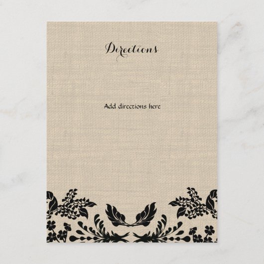 Country Garden en Burlap Info Kaart (Achterkant)