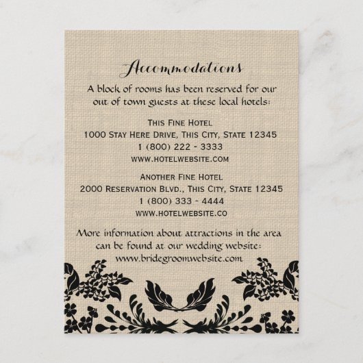 Country Garden en Burlap Info Kaart (Voorkant)