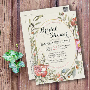Country Garden Floral Bridal Shower Invitation Briefkaart