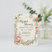 Country Garden Floral Bridal Shower Invitation  Briefkaart (Staand voorkant)