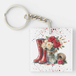 Country Garden Laarzen en Rozen Sleutelhanger