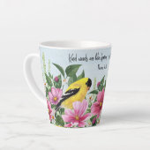 Country Garden met vogels en geschriften Latte Mok (Linkerhoek)