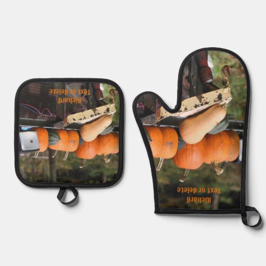 Country Garden pompoenen en squash gepersonaliseer Ovenwant & Pannenlap Set (Voorkant)