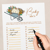 Country Garden Pumpkin ABCs Baby shower Party Game Flyer