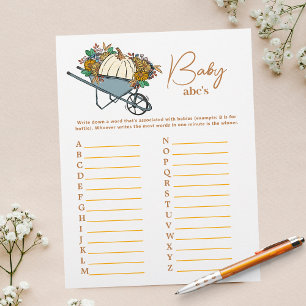 Country Garden Pumpkin ABCs Baby shower Party Game Flyer