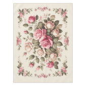 Country Garden Roze Rozen op Cream Achtergrond Tafelkleed (Voorkant)