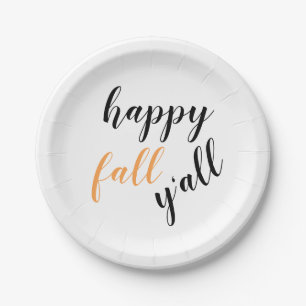 Country Gelukkige Herfst Y'all Feestelijke Trendig Papieren Bordje