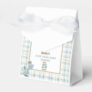 Country Gingham Blue Jean Baby shower Welkom Bedankdoosjes