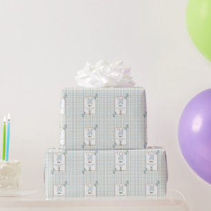 Country Gingham Blue Jean Baby shower Welkom Cadeaupapier