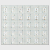 Country Gingham Blue Jean Baby shower Welkom Cadeaupapier (Vlak)