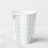 Country Gingham Blue Jean Baby shower Welkom Papieren Bekers (Links)