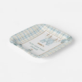 Country Gingham Blue Jean Baby shower Welkom Papieren Bordje (Gebogen)
