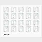 Country Gingham Blue Jean Baby shower Welkom Vierkante Sticker (Vel)