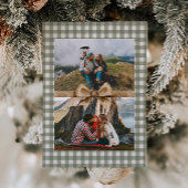 Country Gingham Bow Photo Christmas Card Feestdagenkaart