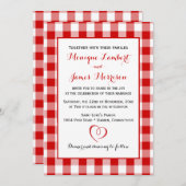 Country Gingham Rood & Wit Cheques Wedding Plaid Kaart (Voorkant / Achterkant)