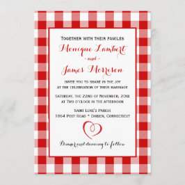 Country Gingham Rood & Wit Cheques Wedding Plaid Kaart