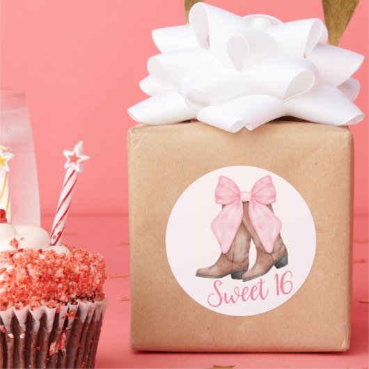 Country Girl Cowboy Boots n’ Petten Ronde Sticker (Feest)