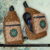 Country Girl Rustieke Bloemen Patroon Groen Bruin Sling Bag