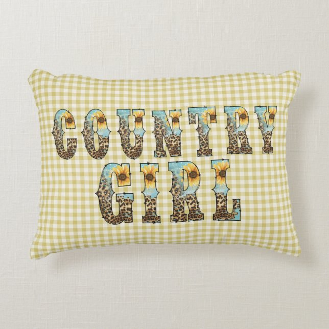 Country Girls Typografie Accent Kussen (Voorkant)