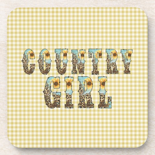 Country Girls Typografie Bier Onderzetter (Voorkant)
