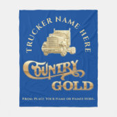 Country Gold Personalized Trucker Gift Fleece Deken (Voorkant)