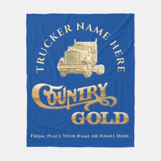 Country Gold Personalized Trucker Gift Fleece Deken (Voorkant)