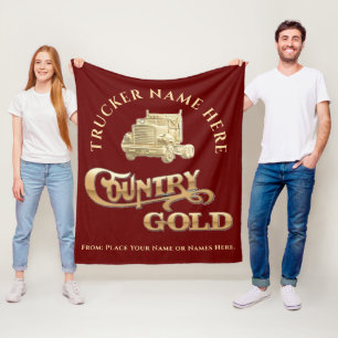 Country Gold Persoonlijk Trucker Cadeau Fleece Deken