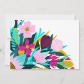 Country Golden Pink Floral Leaf Border Verloving Kaart (Achterkant)