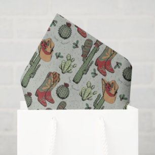Country Green Cowboy Howdy Kerstmis Tissuepapier