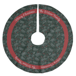 Country Green & Red Voeg familienaam toe Kerstboom Rok