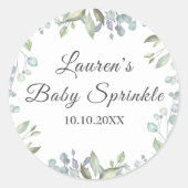 Country Greenery Baby Sprinkle Ronde Sticker (Voorkant)