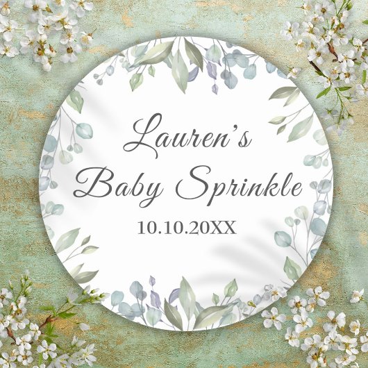 Country Greenery Baby Sprinkle Ronde Sticker