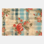 Country Grunge Distressed Plaid Floral Decoupage Inpakpapier Vel (Voorkant 3)
