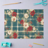 Country Grunge Distressed Plaid Floral Decoupage Tissuepapier (Craft)